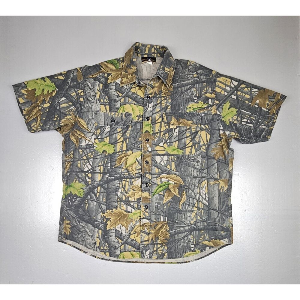 Hunters View Camo Button Up Shirt Mens‎ XL. Ripstop Skyline Short Sleeve.